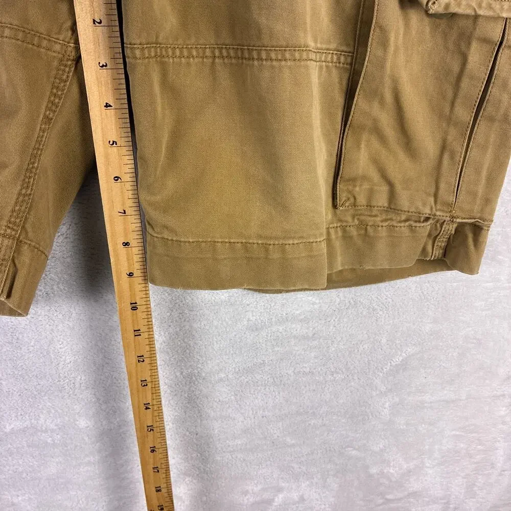 VTG Polo Ralph Lauren Cargo Shorts Mens 35 Tan Y2K Preppy Baggy Skate Military